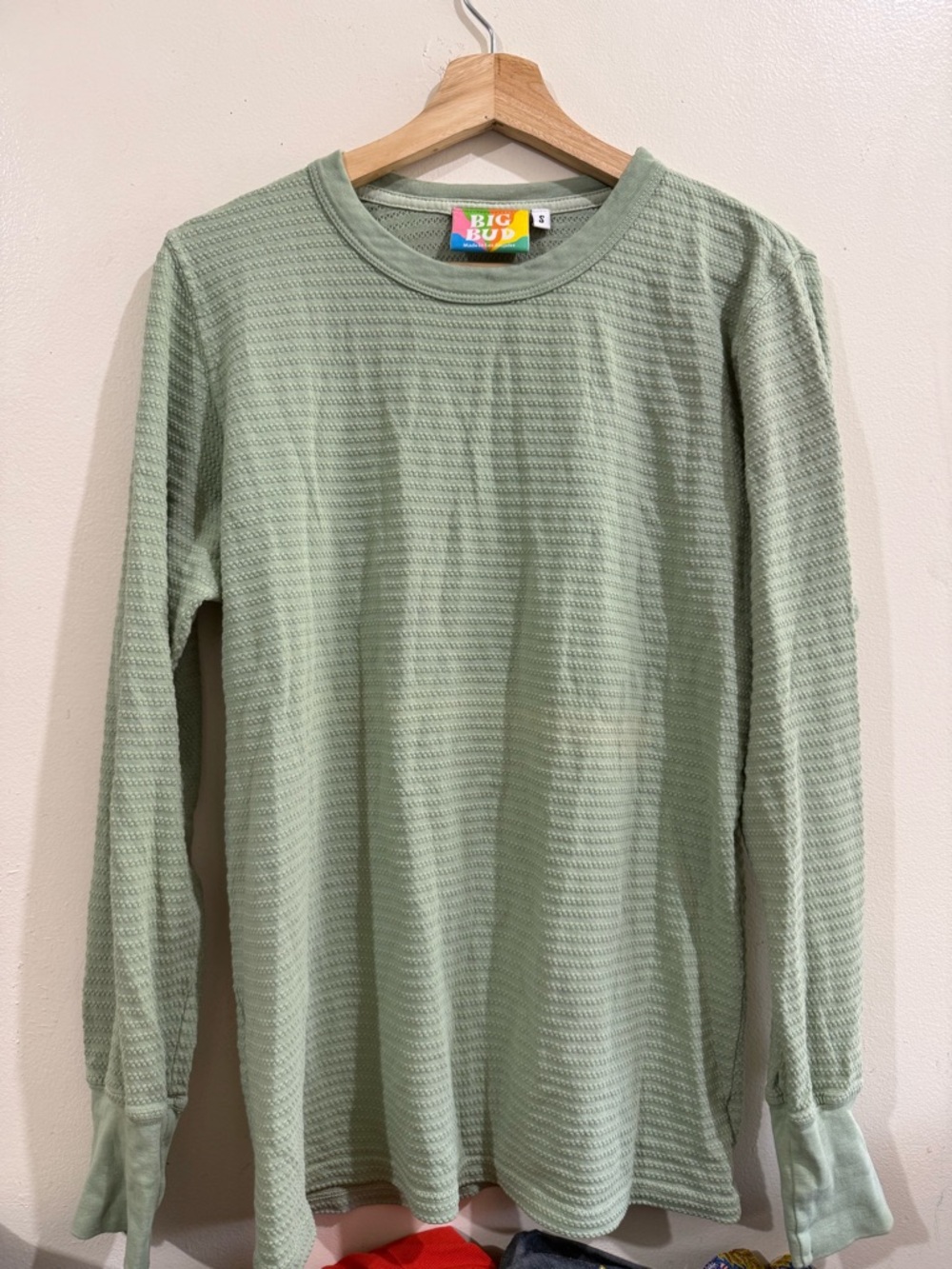 Big Bud Oversized Long-Sleeve Waffle Tee in Sage